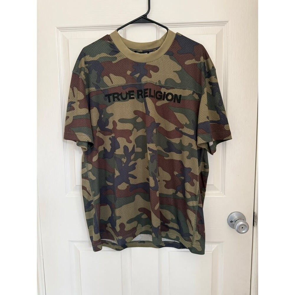 True Religion Camo Mesh T Shirt Men's Size L NWT Short Sleeve Sports Tee